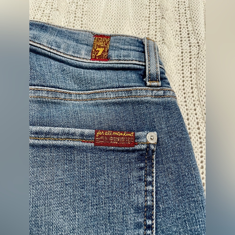 7 For All Mankind Frayed Hem Flare Jeans 24 Blue - Picture 7 of 9
